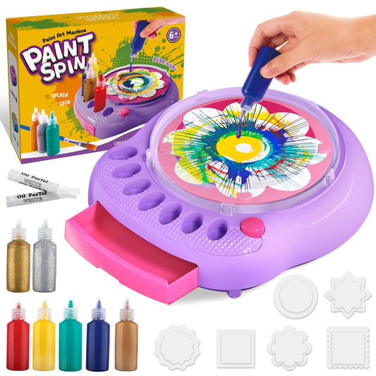 Spin Art Machine for Kids - Paint Spinner Art Craft Kit with 36 Artboards & 7 Colors - Arts and Crafts Painting Set for Boys Girls Ages 4-12, Birthday Easter Gifts for 6 7 8 9 10 Year Old (Purple)