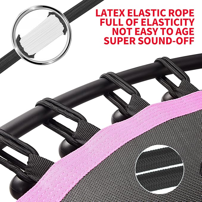 Newan 40"-48" Silent Mini Trampoline Fitness Trampoline Bungee Rebounder Jumping Cardio Trainer Workout for Adults-Max Limit 330lbs