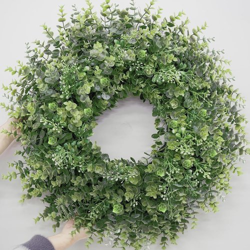 Boxwood Wreath - 26'' Large Artificial Greenery for Front Door & Home Decor | All Seasons