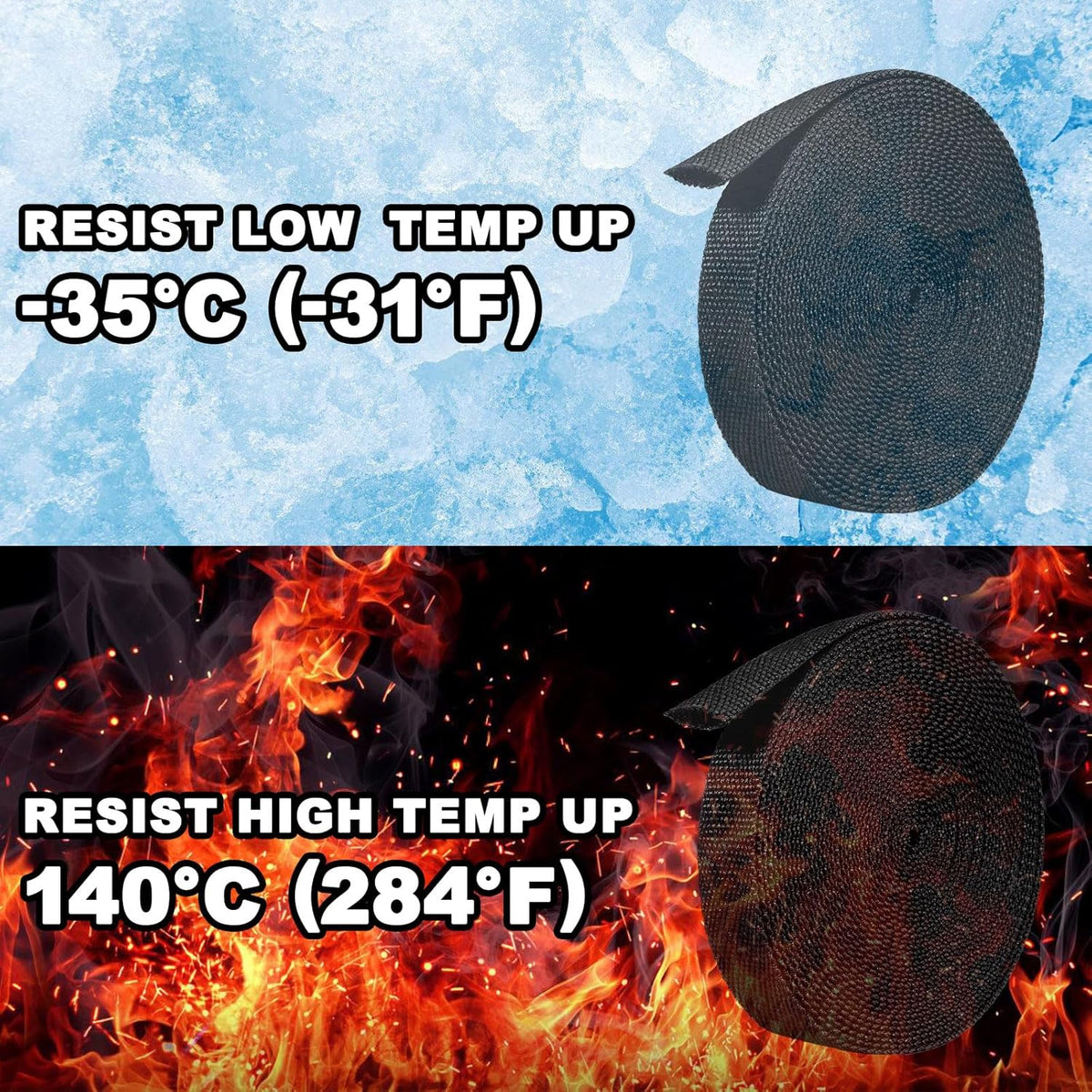 Tsmhisd 2:1Heat (1/2"-12ft) Shrink Wire Loom Braided Cable Sleeves,Heat Resistant Fabric Woven Shrink Tubing Wiring