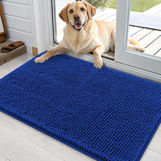 OLANLY Dog Door Mat - Absorbent Non-Slip Washable Doormat for Muddy Paws | 36x24 Royal Blue
