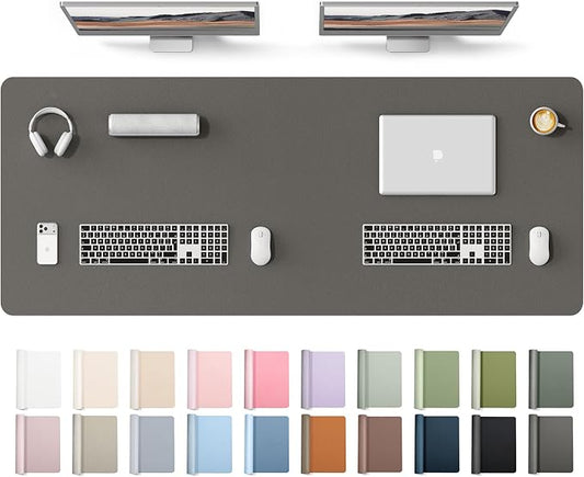 YSAGi Leather Desk Protector, Office Mat, Large Mouse Mat, Non-Slip PU Leather Blotter, Laptop Desk Mat, Waterproof Writing Pad for Office and Home(Dark Grey, 63" x 24")
