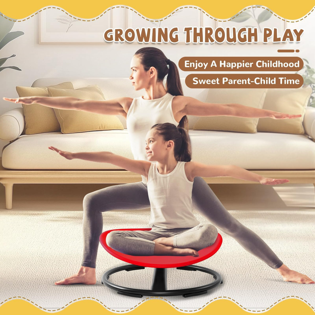 Zhenx Spinning Chair for Autistic Kids (Ages 3-18) - 220LBS Capacity Sensory Swivel Seat - Sensory Toy for Teens with ADHD/Autism - Sit and Spin Calming Gift to Improve Focus & Body Balance (Red)