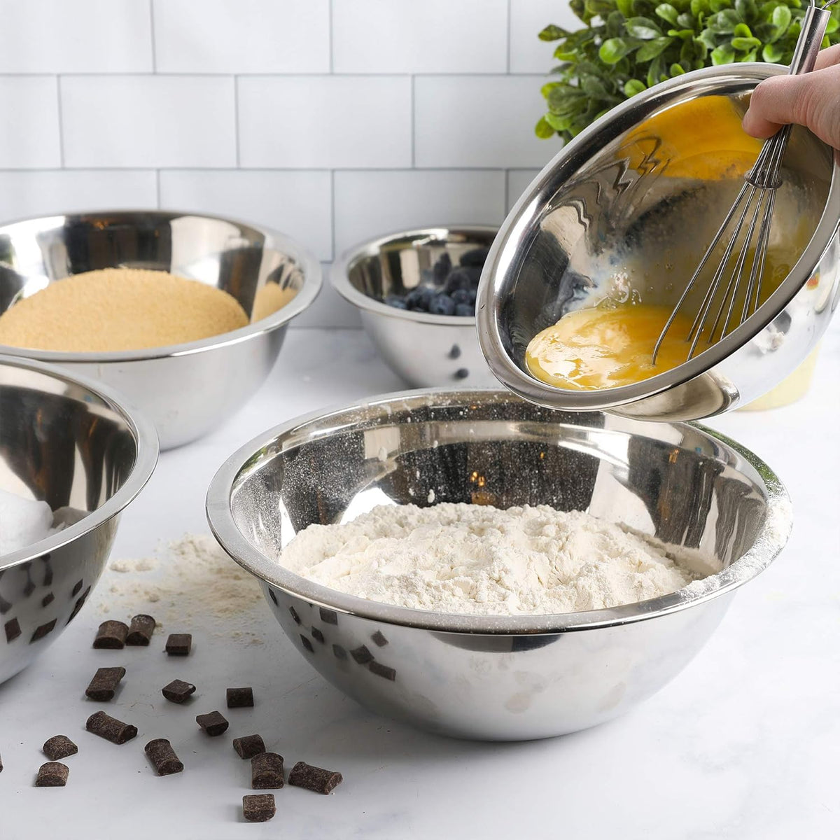 WHYSKO Stainless Steel Mixing Bowl Set - 5-Piece Eco-Friendly Food Storage Organizers | Heavy Duty, No Lids