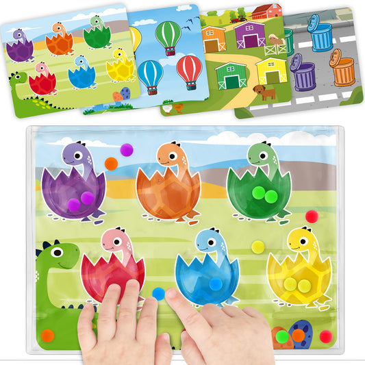 4 in 1 Airplane Travel Activities Car Ride Essential Gift for Toddler Color Sorting Sensory Autism Toys Matching Game Restaurant Quiet Fidget Toy Valentine for Kids 3-5 Easter Basket Stuffer