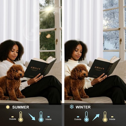 NICETOWN Blackout Window Curtain Panels - Thermal Insulated Drapes, 48" Length, Snow White, Set of 2