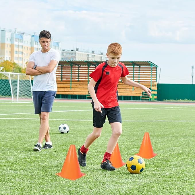 40 Pack Plastic Traffic Cone 7 Inch Small Orange Cones for Sports Soccer Cones Bike Obstacle Training Cone Agility Cones for Sports Skating Indoor Outdoor Activity Party Decorations
