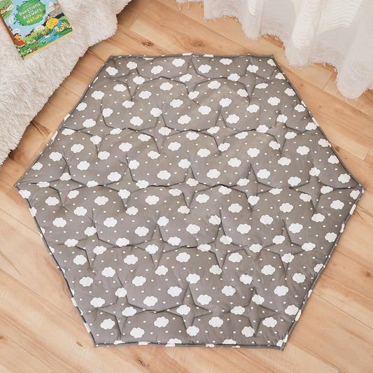 Hexagon Baby Play Mat for Floor,51"×59" Thicken Ultra Soft Playmat, Washable 6 Panel Playpen Mat Non-Slip Crawling Mat for Babies Floor Tummy time(Cloud)