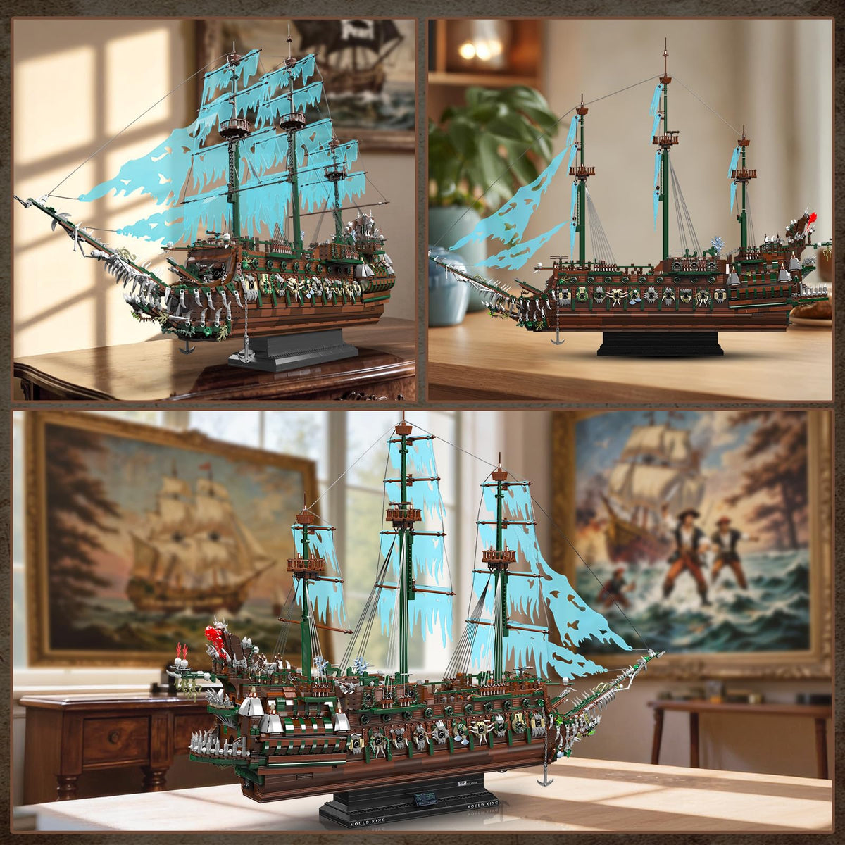 Mould King 13218 Pirate Ship Building Blocks Sets, MOC Ghost Ship Flying Dutchman Model Kit, Display Decoration Pirate Boat Model Sets, Collectible Construction Toys Gift for Teen Adult(6849 PCS)