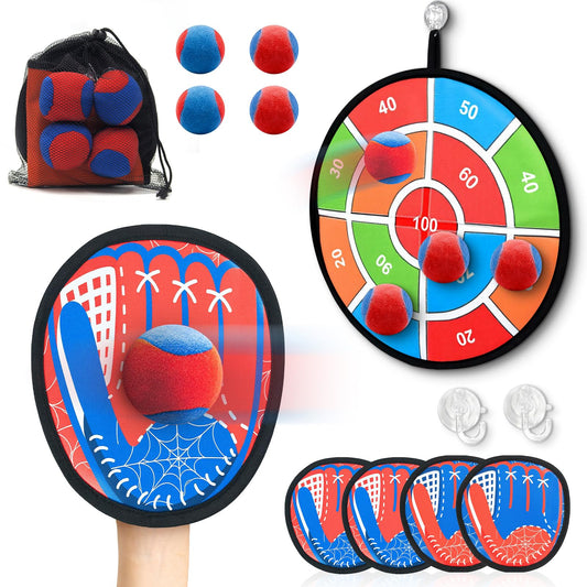 2 in 1 Toss and Catch Ball Game Set, Toddler Baseball Glove for Beach Pool Yard, Kids Sports & Outdoor Play Toys with Target Board, Birthday Gift for Ages 3 4 5 6 7 8-12 Year Old Boys Girls
