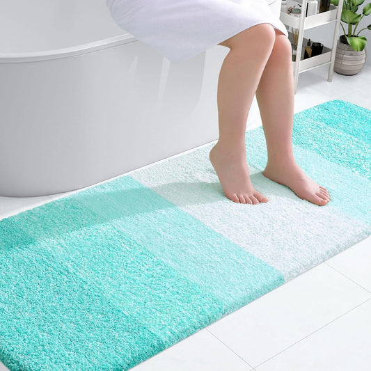 OLANLY Bathroom Runner Rug - Extra Soft Microfiber Mat | Quick Dry, Washable, 70x24, Teal