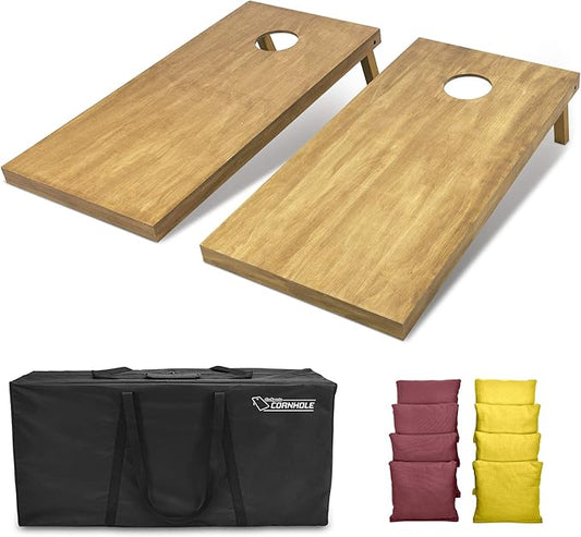 GoSports 4 ft x 2 ft Regulation Size Wooden Cornhole Boards Set - Includes Carrying Case - Full Regulation Size Bean Bag Toss Boards