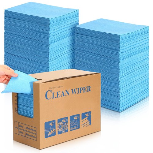 HunnmingRe 300 Sheets 9.84 x 13.78 in Disposable Shop Towels Bulk Heavy Duty Shop Towels Lint Free Paper Absorbent Anti Dissolution for Garage Car Work(Blue)