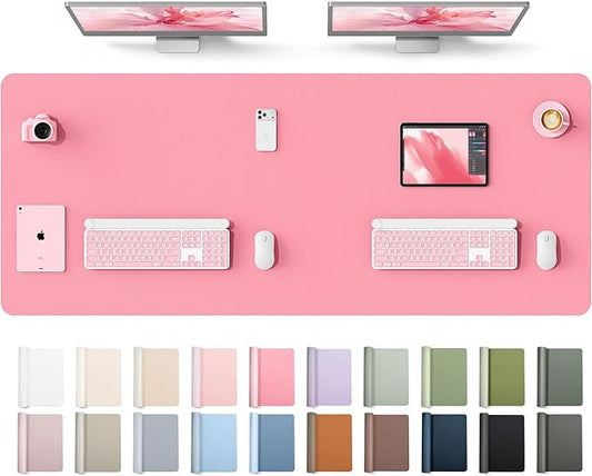 YSAGi Leather Desk Protector, Office Mat, Large Mouse Mat, Non-Slip PU Leather Blotter, Laptop Desk Mat, Waterproof Writing Pad for Office and Home(Pink, 63" x 24")