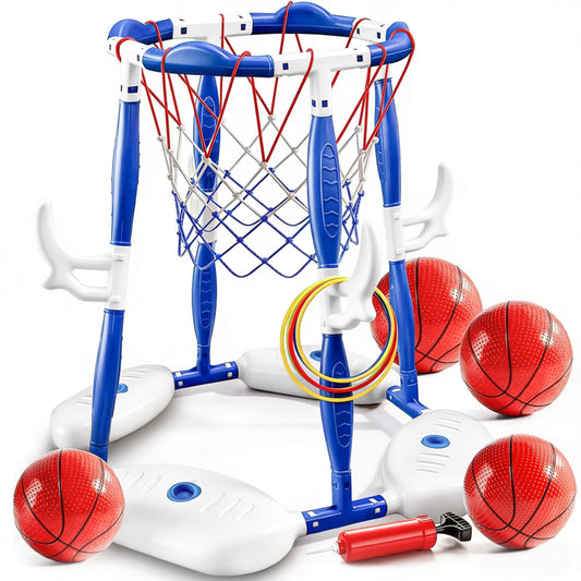 Aerilyo 2 in 1 Pool Basketball Hoop, Pool Toys Swimming Pool Games for Kids Adults Family Party Birthday Games Toys