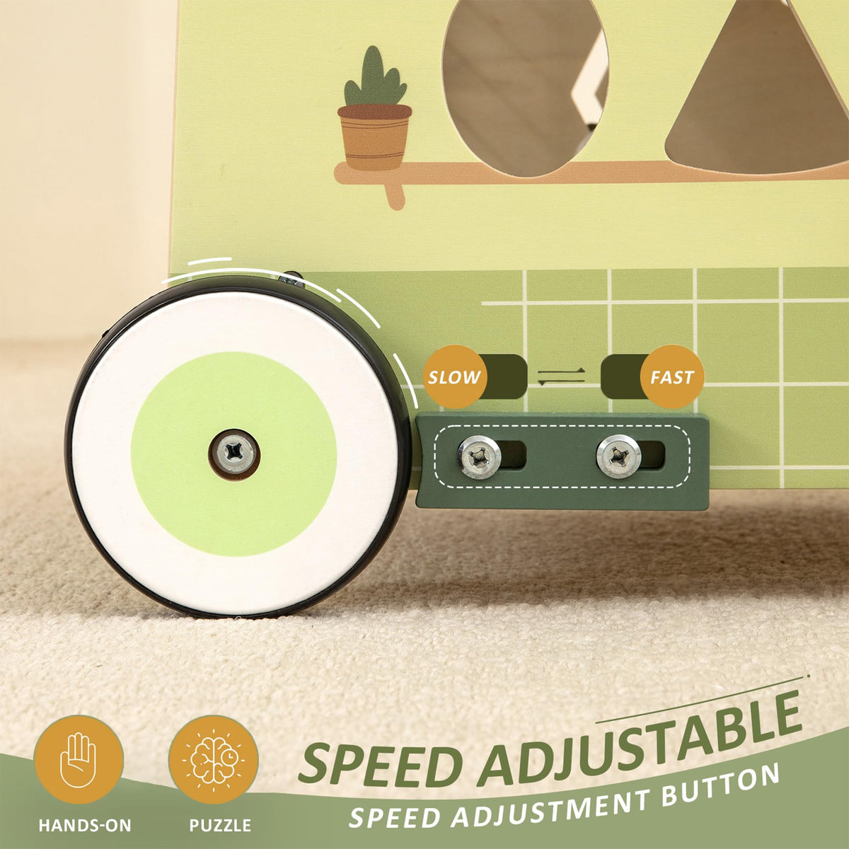 Baby Push Walker -Wooden Push Walker Montessori Toy- Toddler Learning Activity Walker for Girls Boys 1-3 Years - Pretend Kitchen Playset Ideal for Toddlers（Green ）