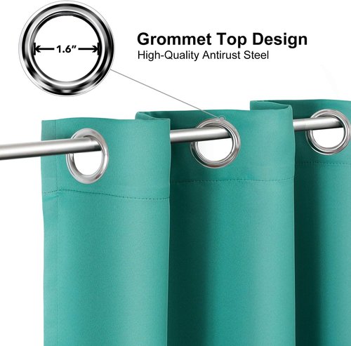 ChrisDowa Small Window Curtains - Grommet Thermal Insulated Room Darkening Panels (Teal, 52 x 36 Inch)