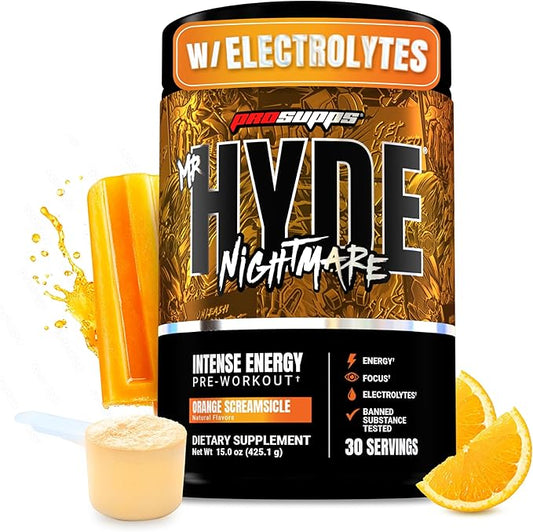 PROSUPPS Mr. Hyde Nightmare Pre Workout Powder with Caffeine & Beta Alanine - Preworkout for Intense Energy, Mental Focus & Performance - Gym & Fitness Supplements (Orange Creamsicle, 30 Servings)