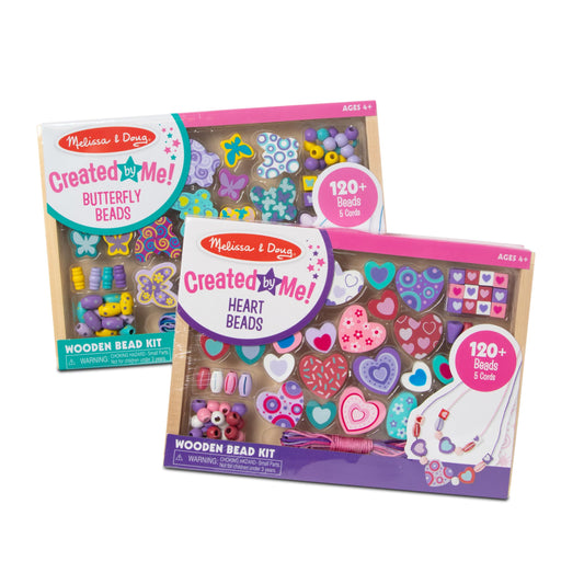 Melissa & Doug Sweet Hearts and Butterfly Friends Bead Set of 2-250+ Wooden Beads