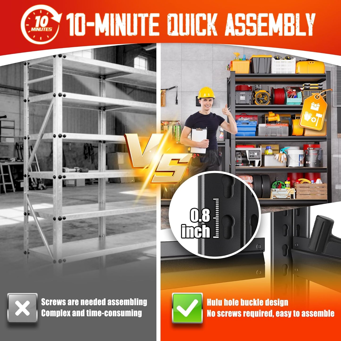**Regine Switzerland Heavy Duty Garage Shelving - Adjustable 5-Tier Metal Storage Unit | 2050 lbs Capacity, 78"x46"x20"**
