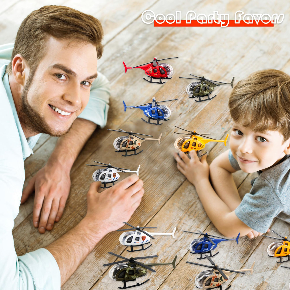 Rcanedny 8 Pack Airplane Toys Diecast Helicopters Mini Model Plane with Spinning Propellers for Kids Birthday Carnival Christmas Party Favors Easter Basket Stuffers, 6 Colors
