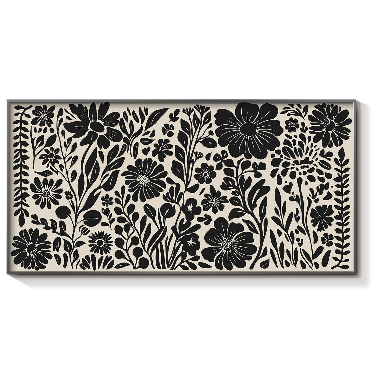 ARPEOTCY Extra Large Framed Wall Art, Black and White Large Wall Art, Abstract Botanical Floral Print Paintings, Modern Minimalist Decor Aesthetic, Boho Art for Living Room Bedroom Office, 20x40Inch