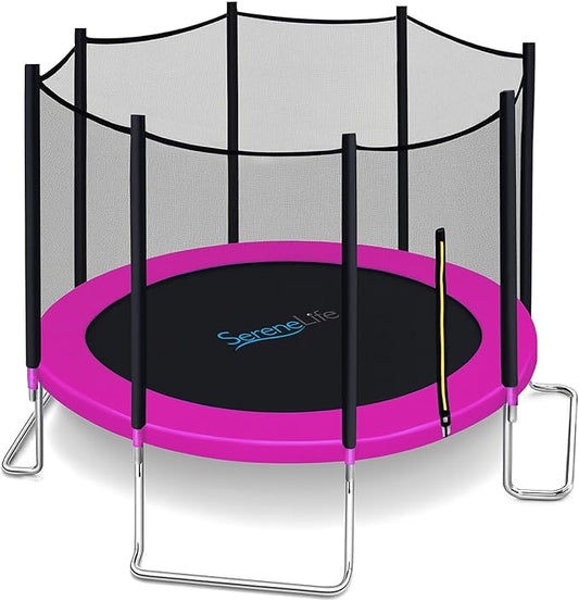 Serenelife 12FT 10FT 8FT Recreational Trampolines with Enclosure Net and Ladder and Anti-Rust Coating, ASTM Approved Trampoline Outdoor for Kids and Adults Outdoor Yard Trampolines