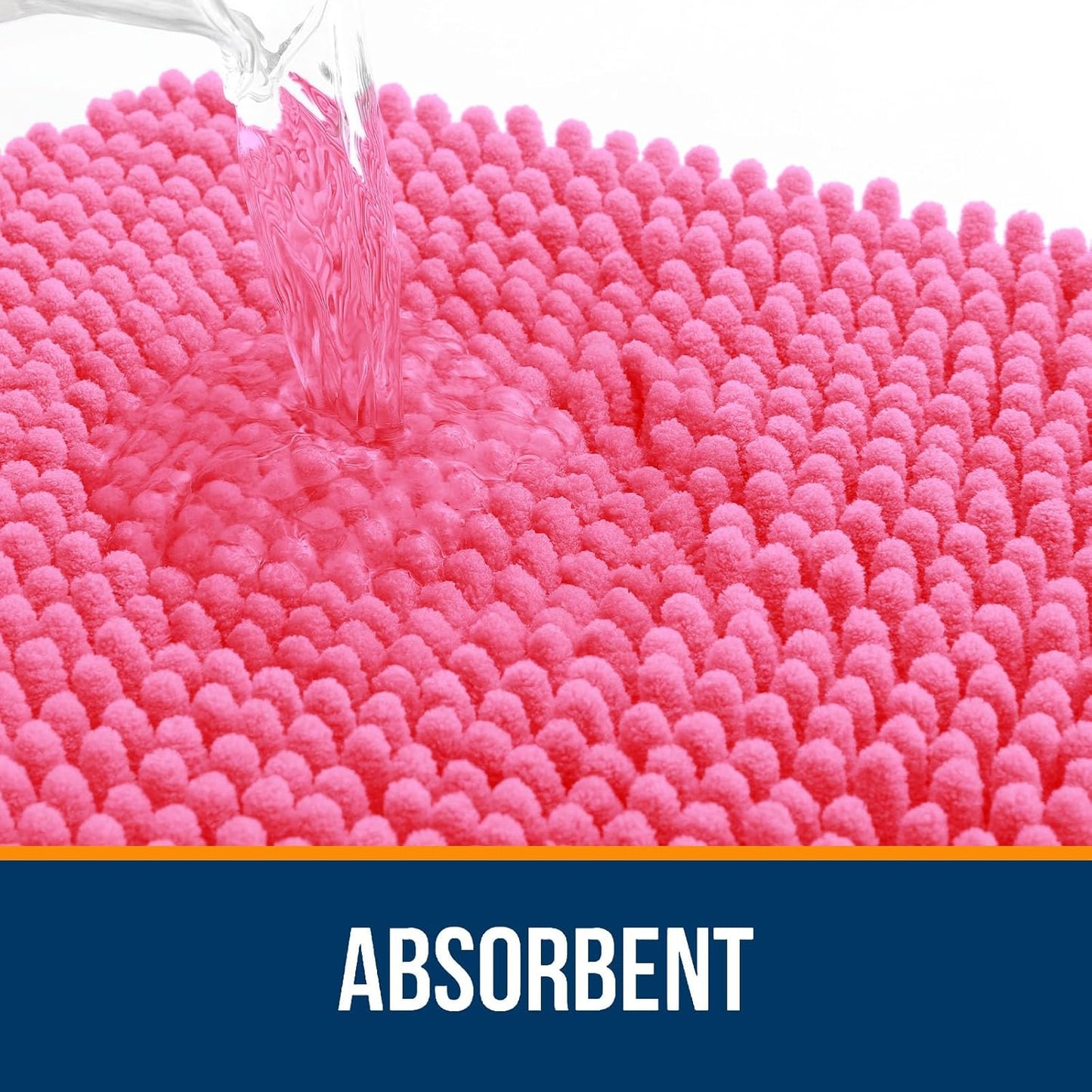 OLANLY Bathroom Runner Rugs - Soft Absorbent Chenille Bath Mats | Quick Dry, Machine Washable, 47x24, Hot Pink