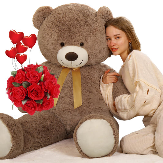 Tezituor 5ft Big Teddy Bear,Giant Brown Stuffed Animal 59 Inches,Life Size Teddy Bears for Girlfriend or Kids,Soft Bear for Valentines Day,Chrismas,Birthday Baby Shower