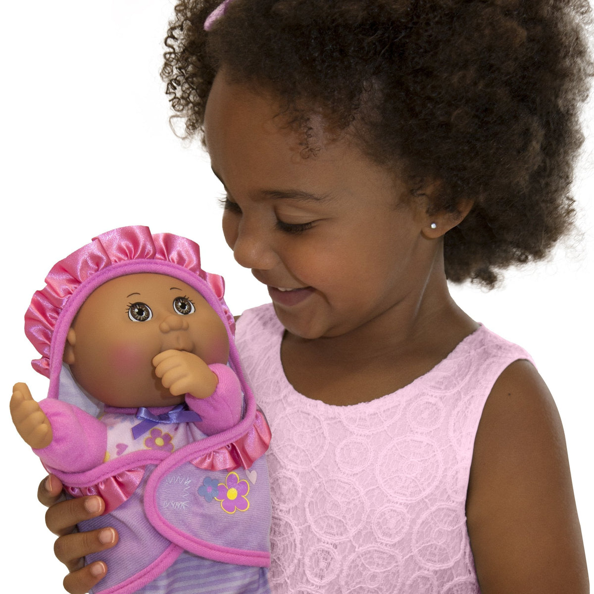 Cabbage Patch Kids Official, Newborn Baby African American Girl Doll - Comes with Swaddle Blanket and Unique Adoption Birth Announcement 9 Inches