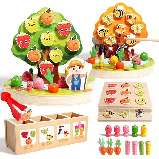 INIFEIDALA Montessori Toys for 2 3 4 Year Olds | Birthday Gifts for Boys & Girls, Wooden Educational Toddler Toys, Shape Sorting, Carrot Harvest & Magnetic Fishing Game – Fine Motor Skills Development