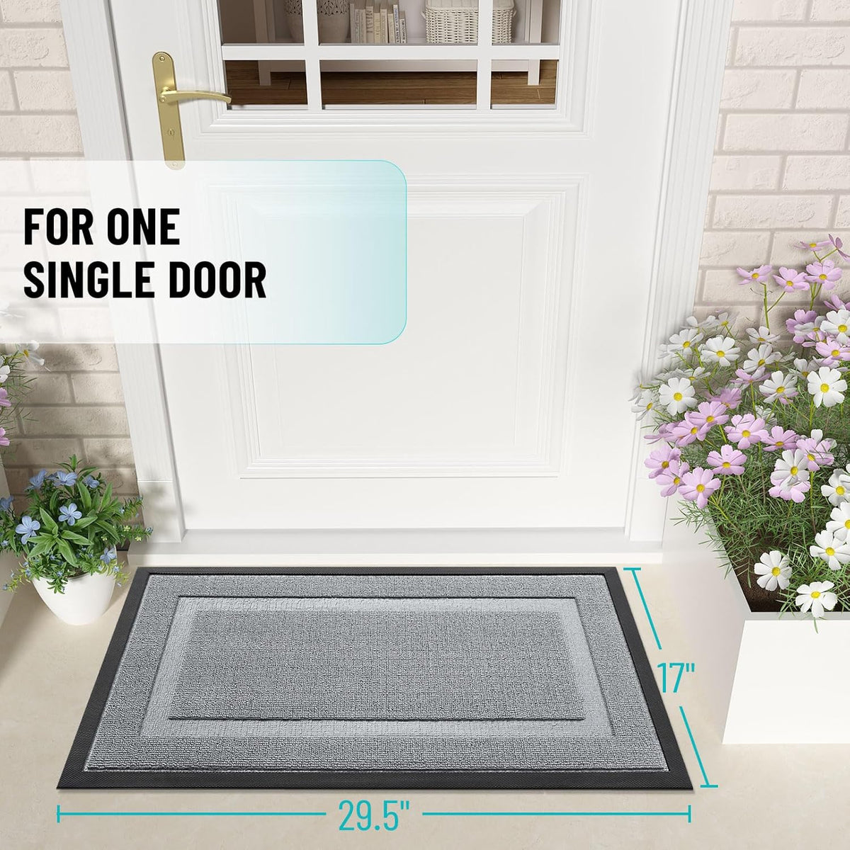 OLANLY Indoor Outdoor Doormat - Waterproof All-Season Entrance Mat, Easy Clean, 29.5x17, Ash Gray
