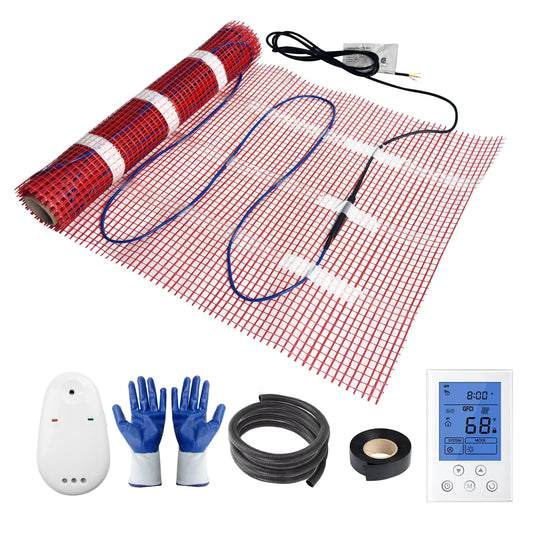 BLARALA Electric Radiant Floor Heating System, 100 Sq.ft Electric Heated Floor Mats for Bathroom, Includes Programmable Thermostat, Heat Mat, Installation Monitor, and Temperature Sensors(240V)