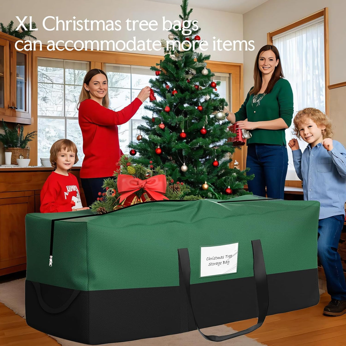 Skiennix Christmas Tree Storage Bag - Heavy Duty 600D Oxford Material for Up to 10 Ft Trees | Dampproof with Dual Zipper & Reinforced Handles