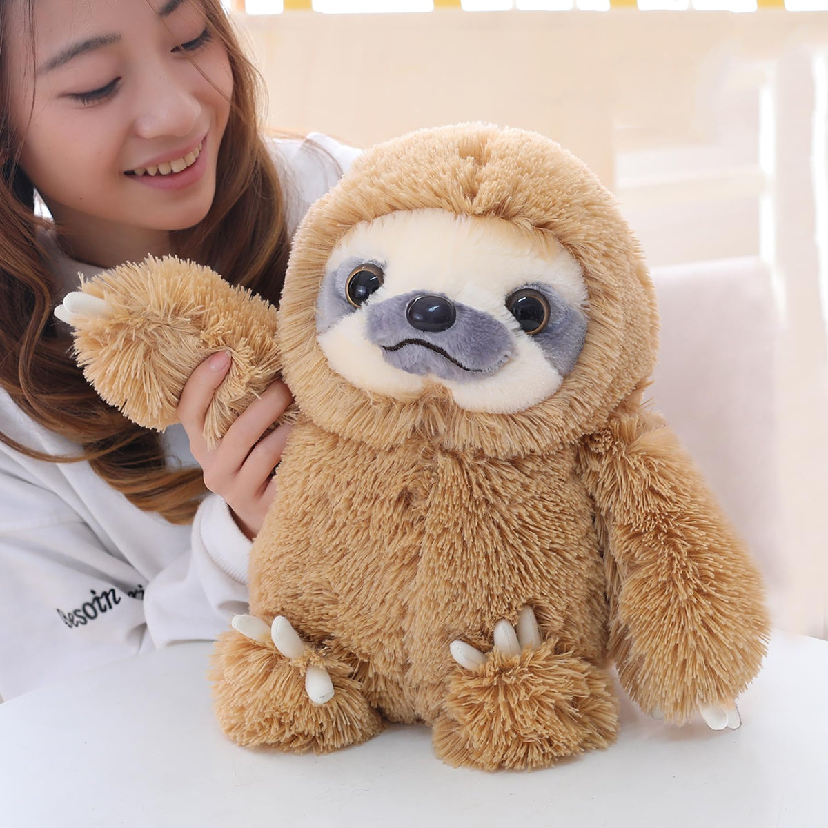 Winsterch Cute Sloth Stuffed Animal Toy,Small Plush Sloth Tedy Bear Stuffed Animal Toys for Kids Birthday Gift Baby Doll (Brown,15.7 Inches)