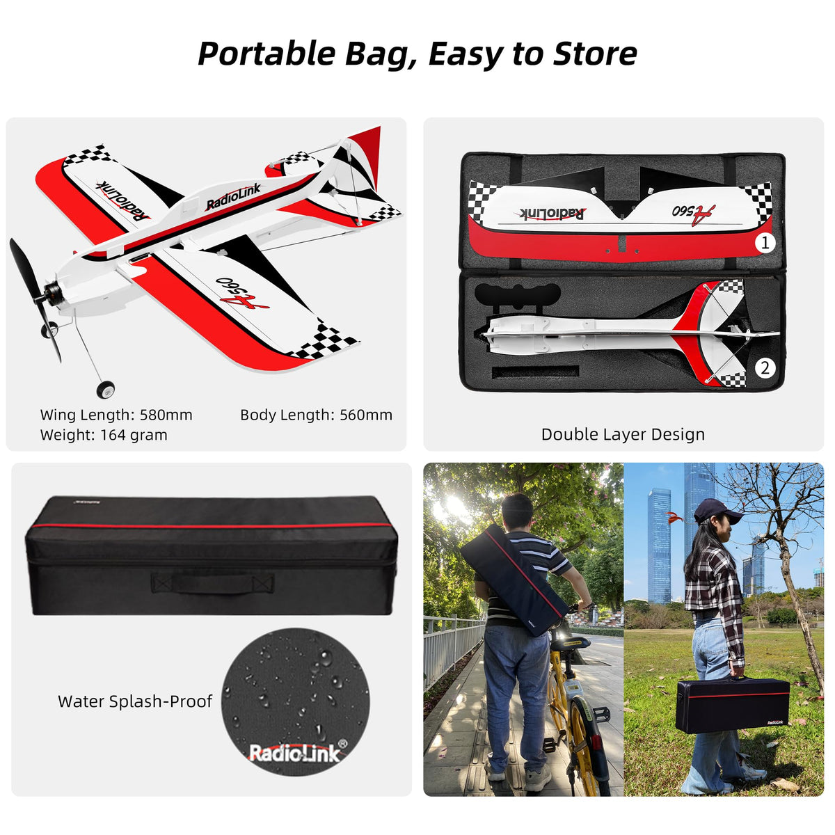 Radiolink A560 Plug & Play (PNP) 3D RC Airplane 580mm Wingspan with 6 Flight Modes, 4 Channels Gyro Byme-A Flight Controller, Brushless Motor&ESC for Beginner & Experienced (No Radio/Receiver/Charger)