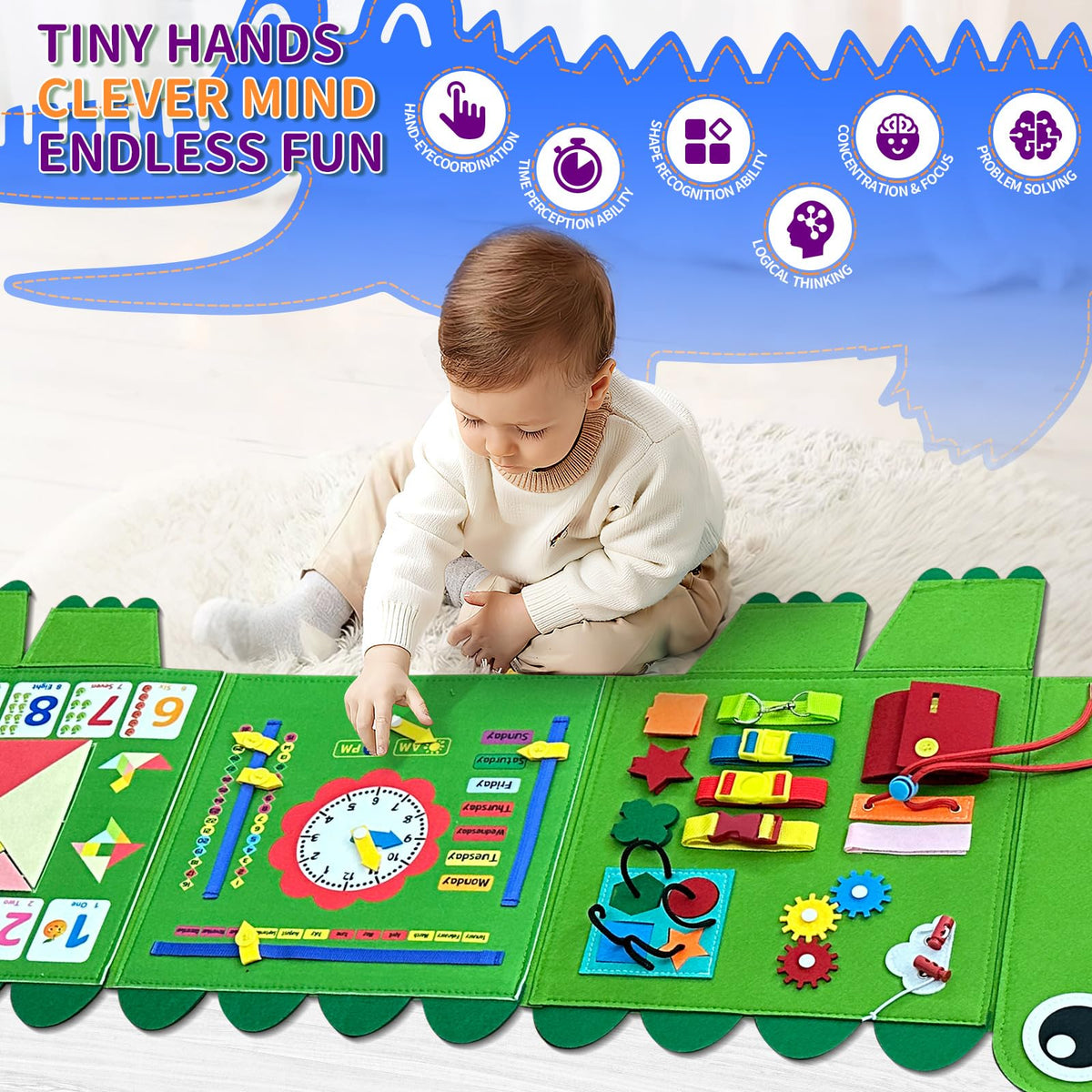 Busy Board Montessori Busy Board, Sensory Wall Activity Board- Toddlers Montessori Toys，Learning & Educational Panel Center for Kids Age 3+，Perfect Gift for Boys & Girls (Birthday, Christmas)