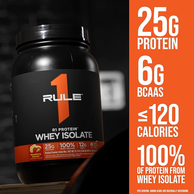 Rule 1 R1 Protein Whey Isolate - with 25g Protein & 6g BCAA Exclusively from Isolated & Hydrolyzed Sources for Workout Recovery (2 Pounds*, Salted Carmel)