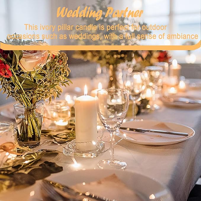 18 Pcs Ivory Pillar Candles Bulk Set，Hurricane Candlesï¼? Different Lengths (6 Each)，Dripless Unscented Smokeless，Gives You a Better Atmosphere When Organizing Wedding or Event Party.