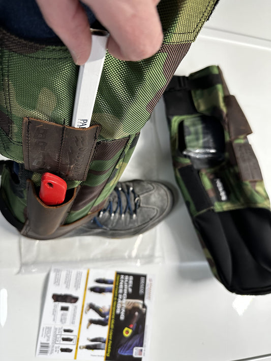 bradz Self-Supporting Knee Pads with built in tool pouches and replacable kneecaps offer open behind the knee all day comfort (5014 Large, Camo)