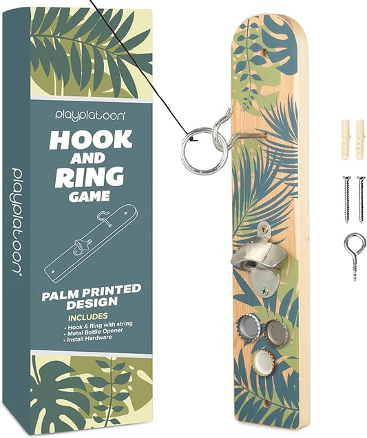 Play Platoon Hook and Ring Toss Bar Game for Adults - Wood Toss Ring Game for Adults - Perfect Home, Basements, & Bar Gifts