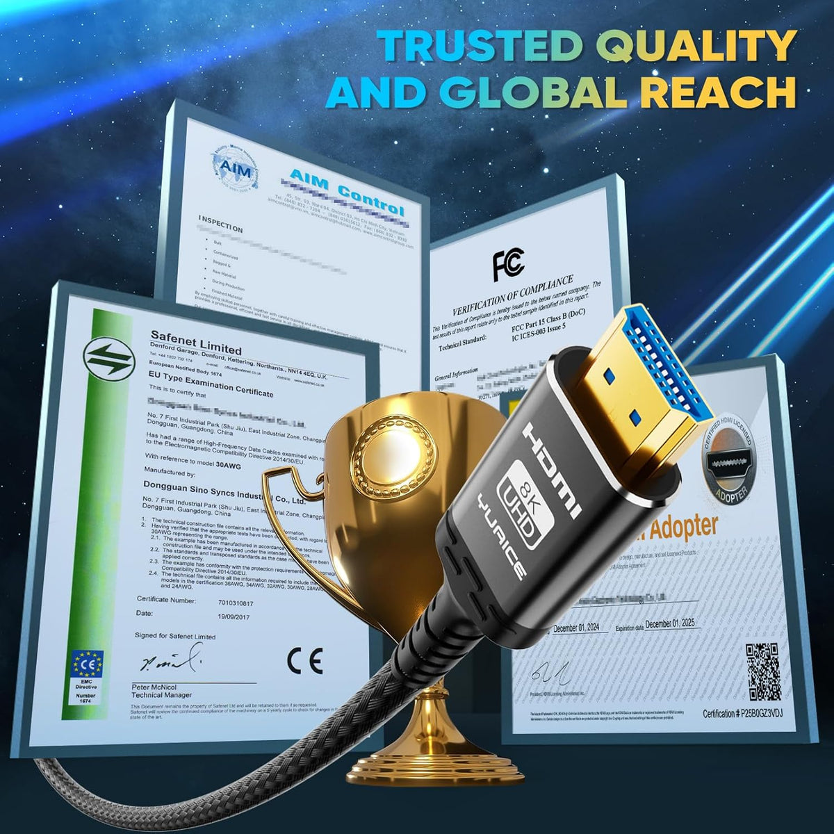 Yuaice 10K 8K 4K 2.1 5FT/1.5M, 48Gbps 8K@60Hz 4K@120Hz, 2.2 2.3, HDR10, TV/PS5/Xbox/HDTV/Blu-ray HDMI Cable Ultra High
