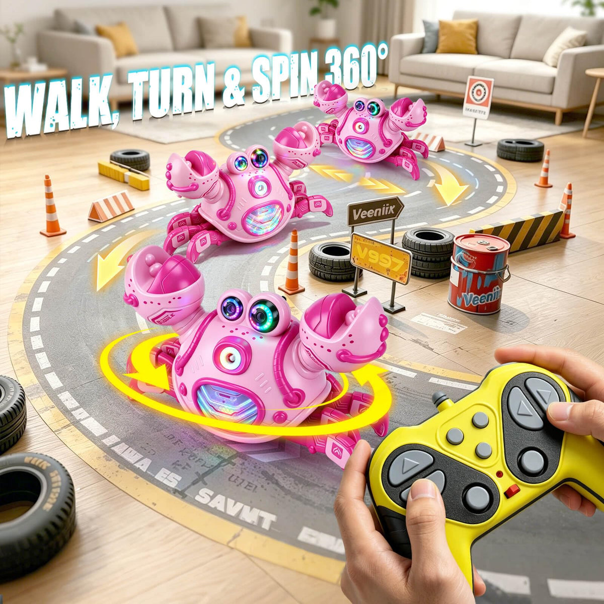 Gretex Crab Bubble Machine for Kids 3-6 Year Old: Remote Control Bubble Machine With Mist Spray Led Lights Music, AutoWalking Bubble Toy, Bubble Maker for Toddler Boys Girls Indoor Outdoor Party, Pink