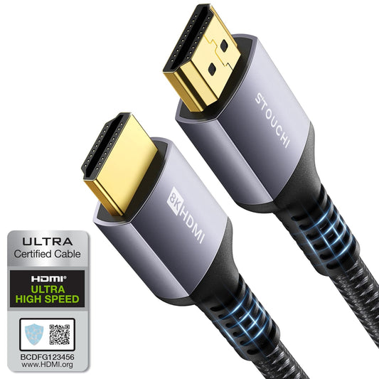 48Gbps 10K 8K60Hz 4K120Hz 2.2&2.3, PS5 (6ft, Stouchi Ultra High Speed HDMI Cable, Slim Braided HDMI Cord, HDCP Dynamic