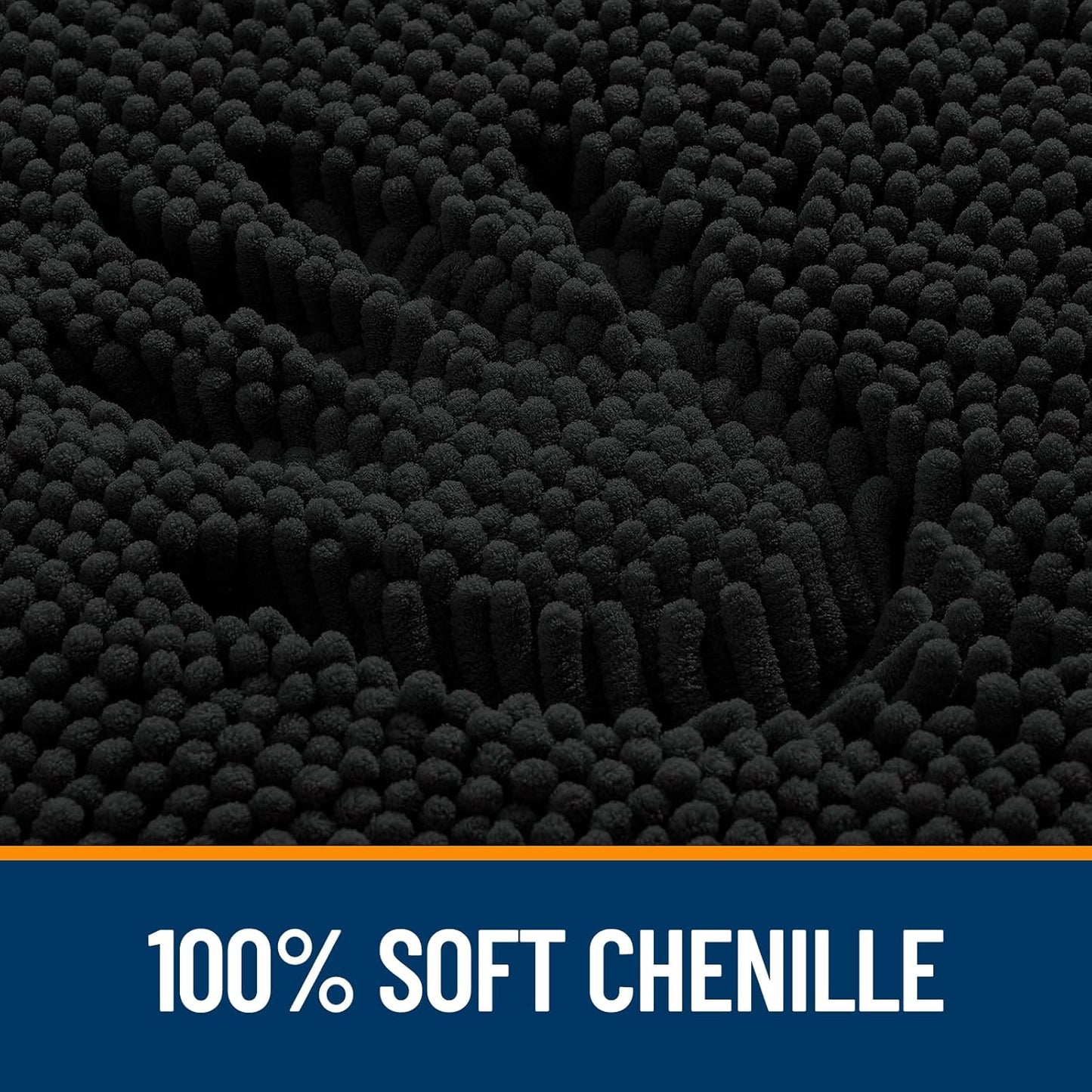 OLANLY Large Bathroom Rugs - Extra Soft Chenille Bath Mats | Quick Dry, Machine Washable, Black 45x27
