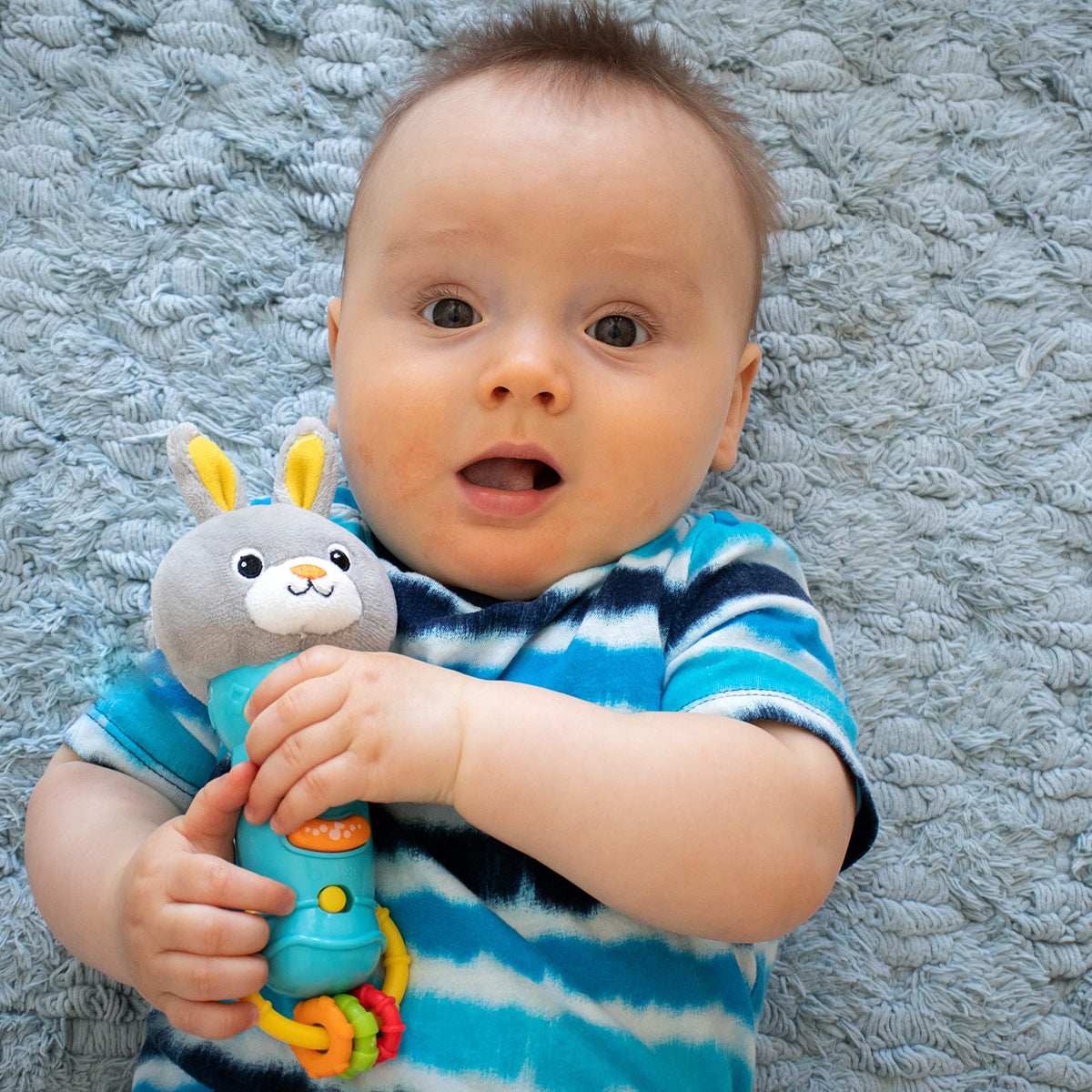 Bambiya Bunny Baby Teething Toy for 6 Months and Up - Baby Teether, Rattle & Musical Toy with Lights, Fun Sound Effects - Baby Toy Gift for Ages 6 Months and Up