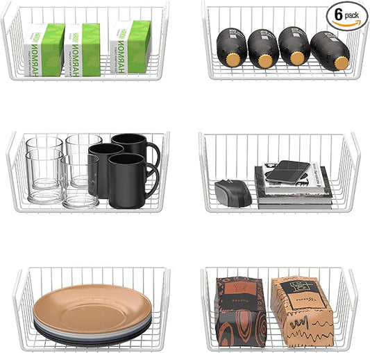 Simple Houseware 6PK Under Shelf Basket, White