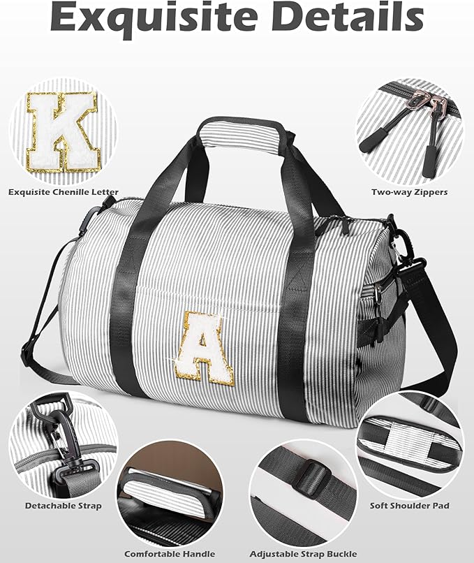 Birthday Gifts for Teenager, Girl Gym Bag, Kids Monogram Overnight Duffel Bags with Shoe Compartment, Personalized Travel Bag with Makeup Pouch, Teen Girl Gifts Trendy Stuff (Letter B)