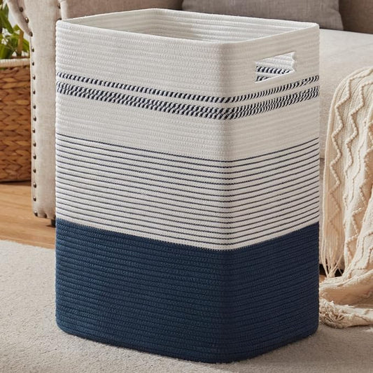 80L Large Cotton Rope Laundry Basket for Bedroom & Laundry Room, Tall Clothes Hamper with Sturdy Handles, Neutral Storage Bin Capable of Holding Blankets and Toys