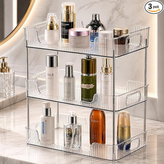 3 Tier Bathroom Counter Organizer, Bathroom Counter Shelf, Vanity Organizer Countertop, Skin Care Organizer, Makeup Perfume Organizer for Bathroom Tray, Cosmetic, Dresser, Kitchen